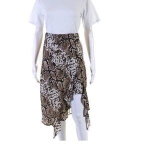 NWT CODE X MODE 𝅺Womens Snakeskin High-Low Ruffle Skirt Beige Size XS
